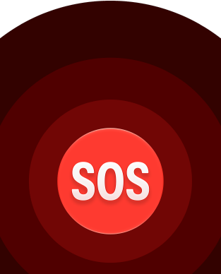 Ícone do SOS de Emergência, círculos vermelhos com um SOS branco no centro