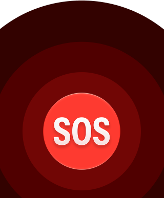 Ícone do SOS de Emergência, círculos vermelhos com um SOS branco no centro
